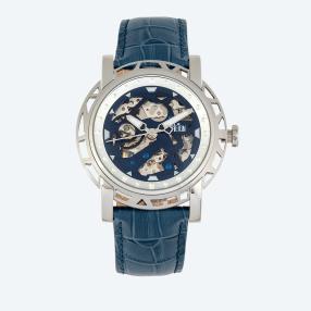 Reign Automatik-Herrenuhr "Stavros" silber/blau