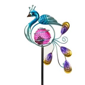 Solar-Stecker Pfau blau, ca. 16x6x60cm