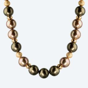 Collier Muschelkernperle bronze/oliv