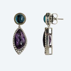 Ohrh. 925 St. Silber Amethyst+Topas behandet