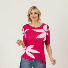 TRENDS by J. Leibfried Pullover, fuchsia/weiß