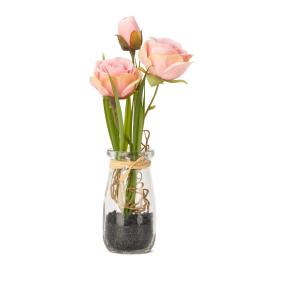Rosen rot-rosa-weiß 21cm in Glasvase
