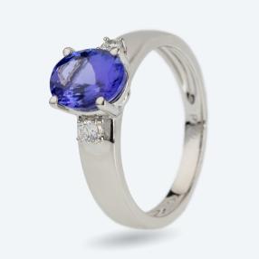 Ring 950 Platin AAAATansanit, Brillanten