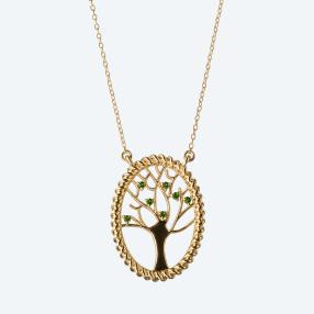 Collier 925 St.Silber vergoldet Chromdiopsid