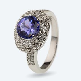Ring 950 Platin AAAATansanit, Brillanten