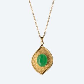 Anhänger+ Kette 925 St. Silber vergoldet Jade