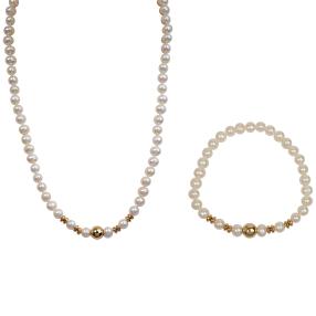 Set Kette+Armband Süßwasserzuchtperle