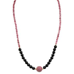 Collier pink Turmalin + Onyx