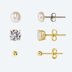 Set 3tlg. Ohrstecker 925 Sterling Silber