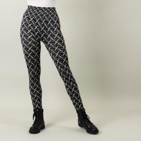 Damen-Winter-Leggings, angeraut schwarz/beige