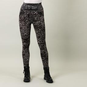 Damen-Winter-Leggings, angeraut schwarz/braun