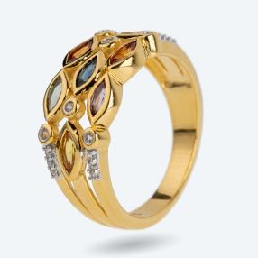 Ring 925 Silber vergoldet Multi Saphir