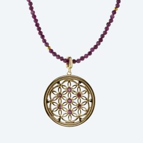 Collier+Anhänger 925 St. Silber vergoldet Rubin