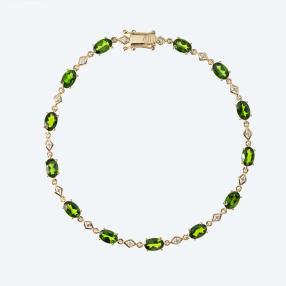 Armband 585 Gelbgold Chromdiopsid