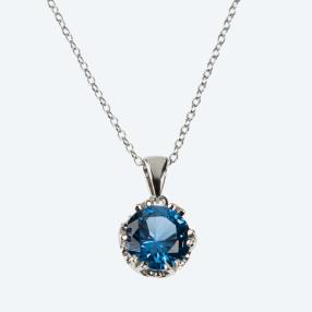 Kette+Anhänger 925 St. Silber Zirkonia swiss blue