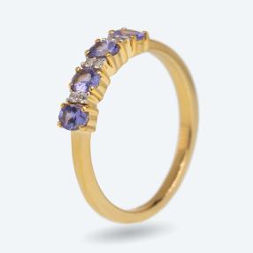 Ring 925 Sterling Silber vergoldet Tansanit