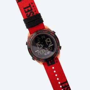 Diesel Herrenuhr "Crusher" Quarz rot/schwarz