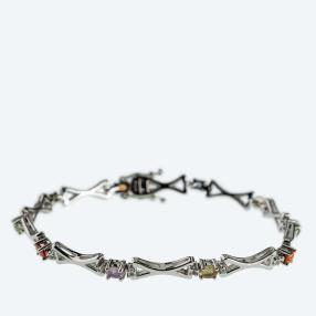 Armband 925 Sterling Silber Multi Saphir