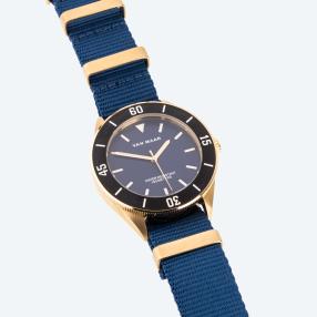 VanMaar Herrenuhr "Super", Quarz, blau gelbgold
