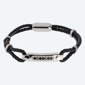 Armband Leder + 925 Sterling Silber Spinell