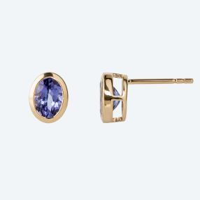 STAR Ohrstecker 585 Gelbgold AAAA Tansanit