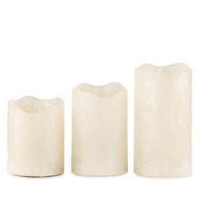 LED-Kerzen creme 3er Set, bewegliche Flamme