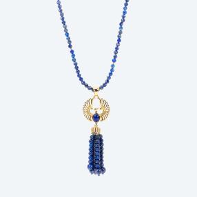 Anhänger Phoenix vergoldet+Saphir mit Lapiscollier