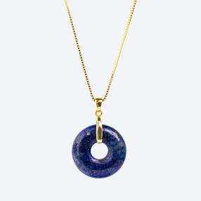 Anhänger+Kette 925 Sterling Silber vergoldet Lapis