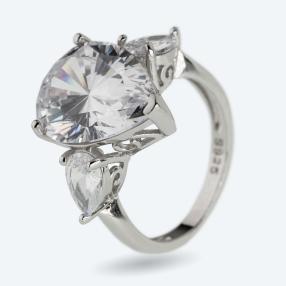 Ring 925 Sterling Silber Zirkonia Tropfen