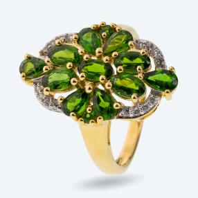 Ring 925 Sterling Silber vergoldet Chromdiopsid