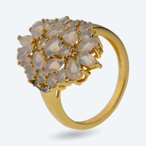 Ring 925 St. Silber vergoldet Äthiopischer Opal