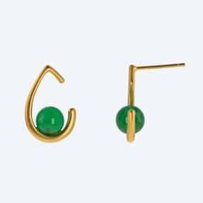 Ohrhänger 925 Sterling Silber vergoldet Jade