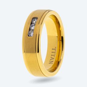 Ring Titan vergoldet mit Zirkonia