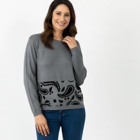 Cashmerelike by BLUE SEVEN Pullover grau/schwarz