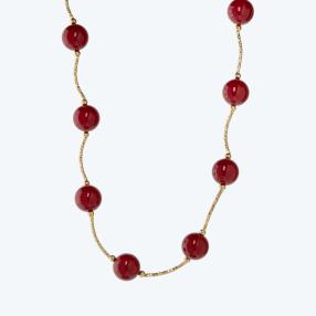 Endlos-Collier Muschelkernperle rot