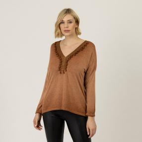 ZABAIONE Damen Langarmshirt, cognac