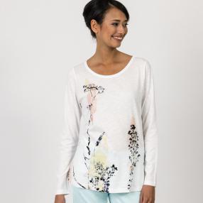GINA LAURA Damen Langarmshirt offwhite bedruckt