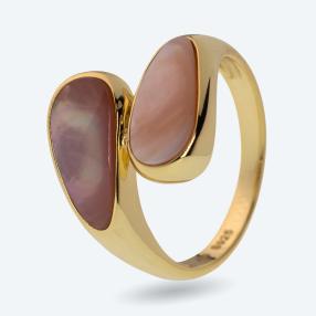 Ring 925 Sterling Silber vergoldet Perlmutt
