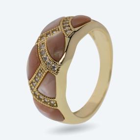 Ring 925 Sterling Silber vergoldet Perlmutt