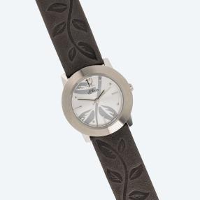s.Oliver Damenuhr, Quarz, Lederarmband, grau