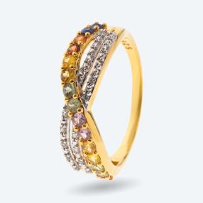 Ring 925 St. Silber vergoldet Multi Saphir