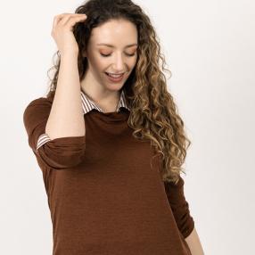 Z-ONE Damen Bluse/Pullover 2in1, braun