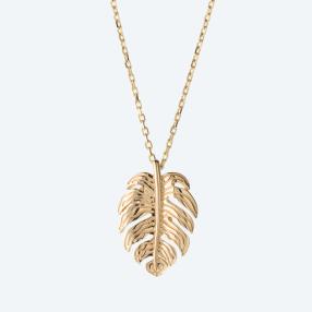 Kette mit Anhänger 'Feder' 585 Gelbgold
