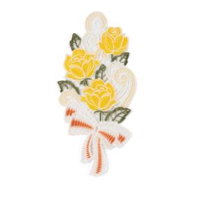 Plauener Spitze Fensterbild Blumen rot