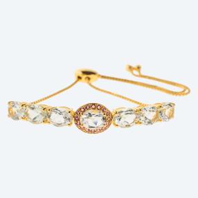 Armband 925 Silber vergoldet Prasiolith+Turmalin