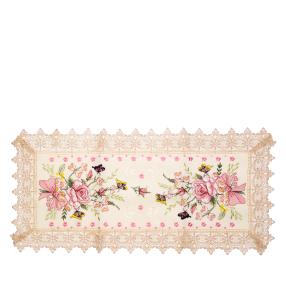 Tischläufer Blumen beige-rosa 40x90cm