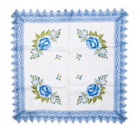 Mitteldecke Rosen mit Spitze 85x85 cm