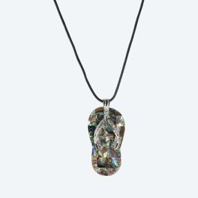 Anhänger Abalone+Perlmutt Flip-Flop mit Lederband