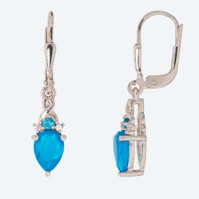 Ohrhänger 925 Sterling Silber Opal blau
