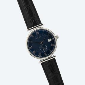 DUXOT Silberuhr 925, Ronda Quarz, Lederband blau